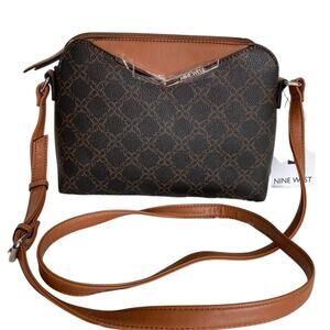 Brand New Beautiful Black Brown NINE WEST Krisel Knit Look Crossbody